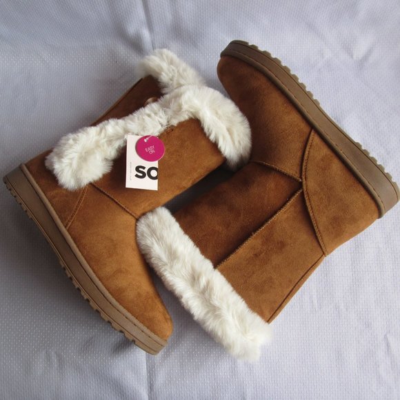 SO SOPHIA BIG GIRLS CHESTNUT WINTER BOOTS (SIZE 6) - Picture 3 of 16